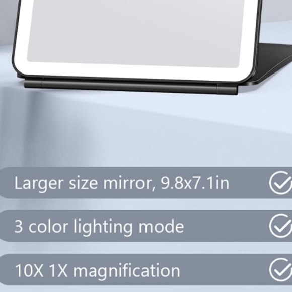 LED Vanity Mirror with 10X Magnification - Black - Picture 5 of 7